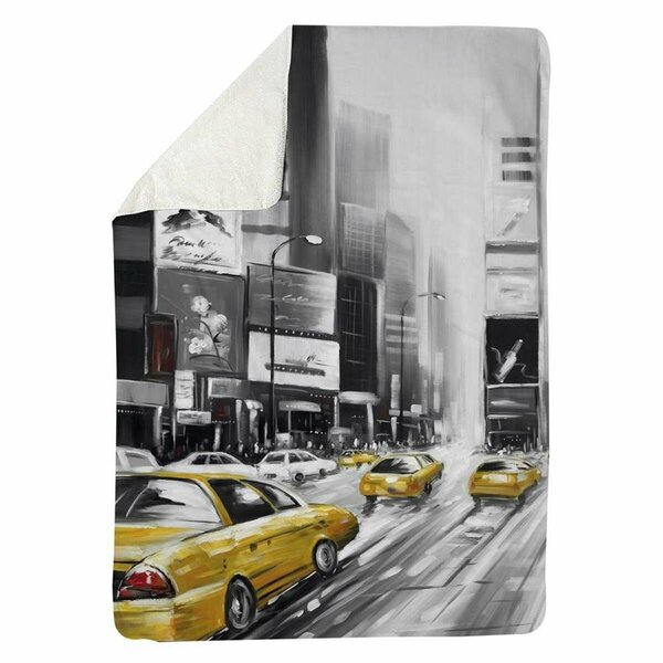 Begin Home Decor 60 x 80 in. Times Square & Yellow Taxis-Sherpa Fleece Blanket 5545-6080-CI163